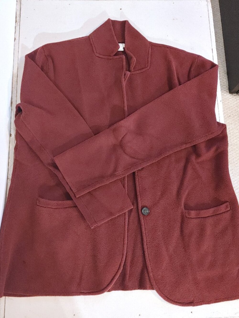 XL maroon J. Crew button up stand collar jacket with pockets